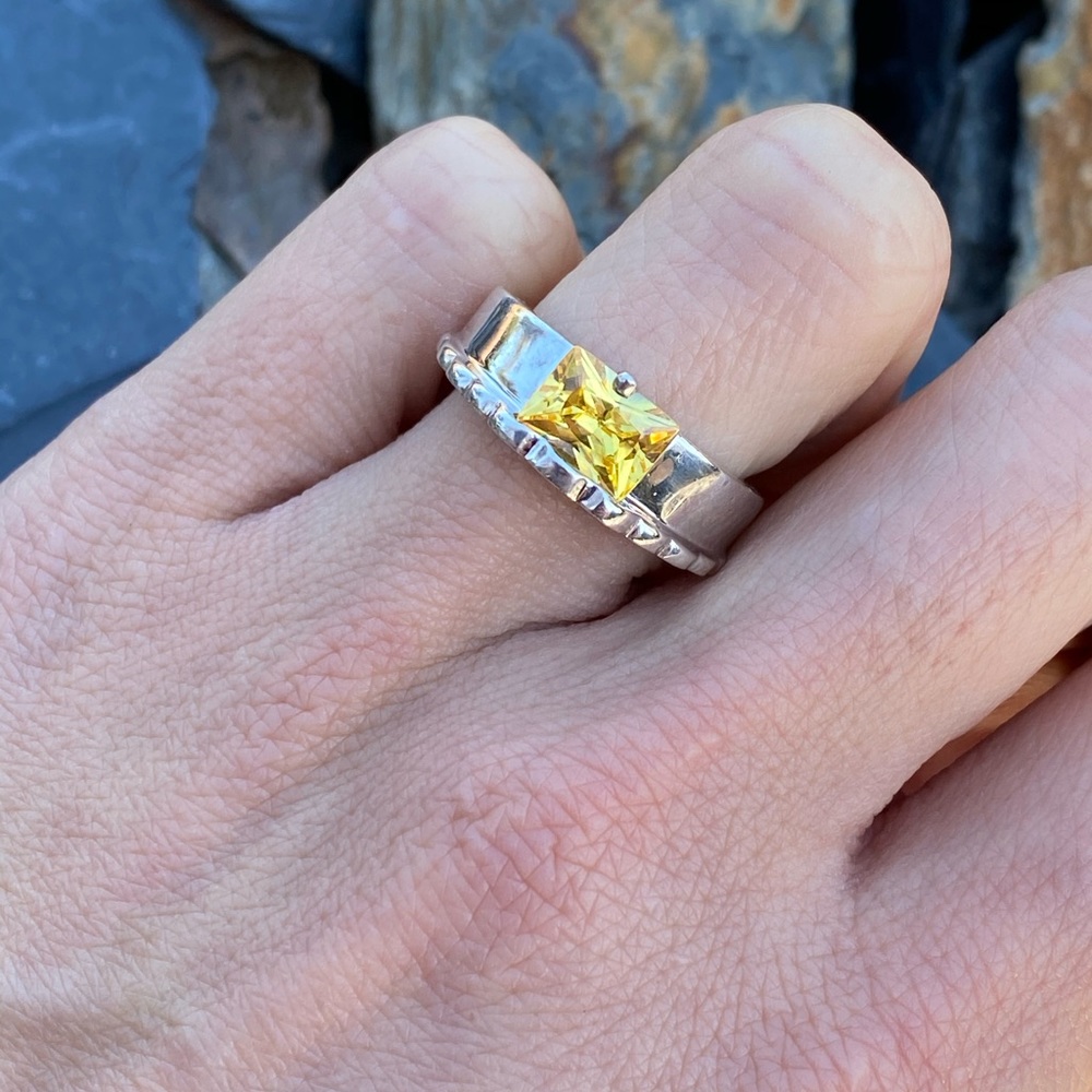 Yellow Sterling Silver Lab Sapphire Ring